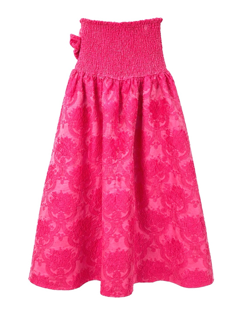 Entro Pink Floral Jacquard Strapless Midi Dress L Pockets Barbiecore - Picture 7 of 16